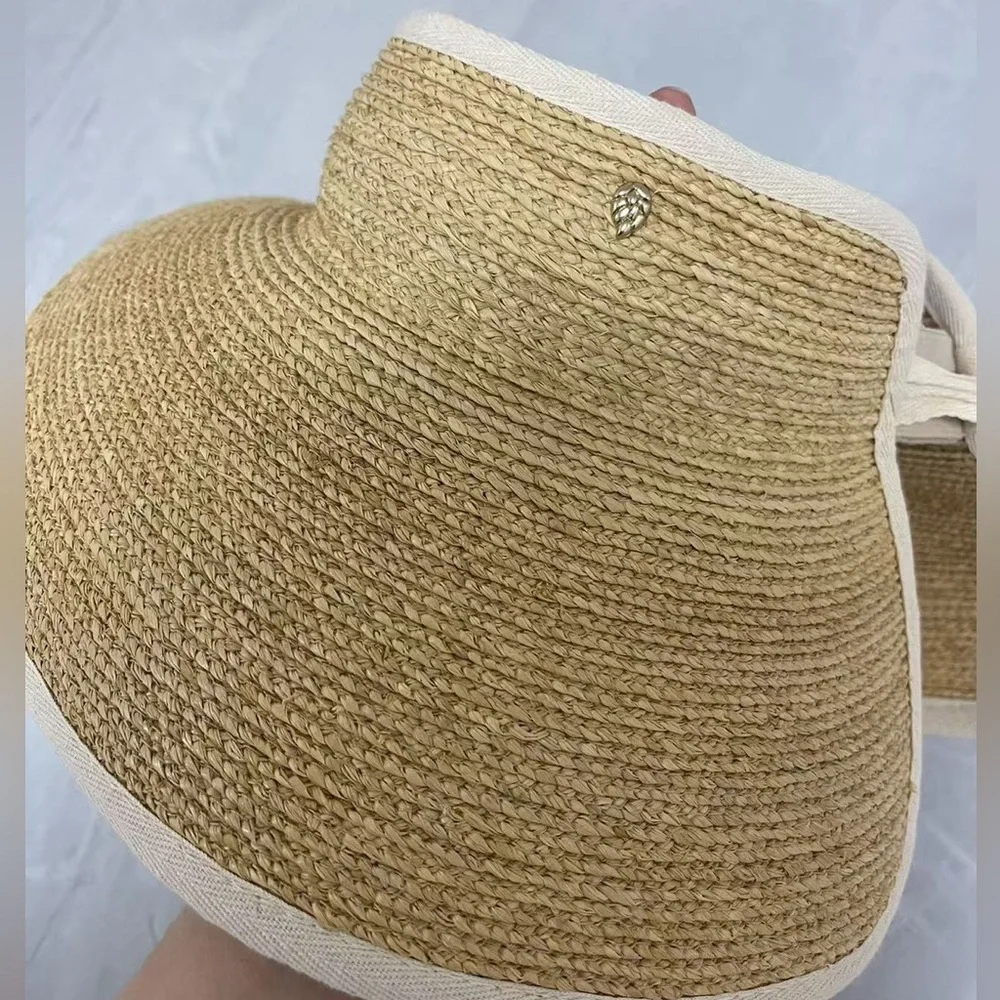 Helen Kaminski Natural Straw Visor with Cream Trim - Picture 2 of 6
